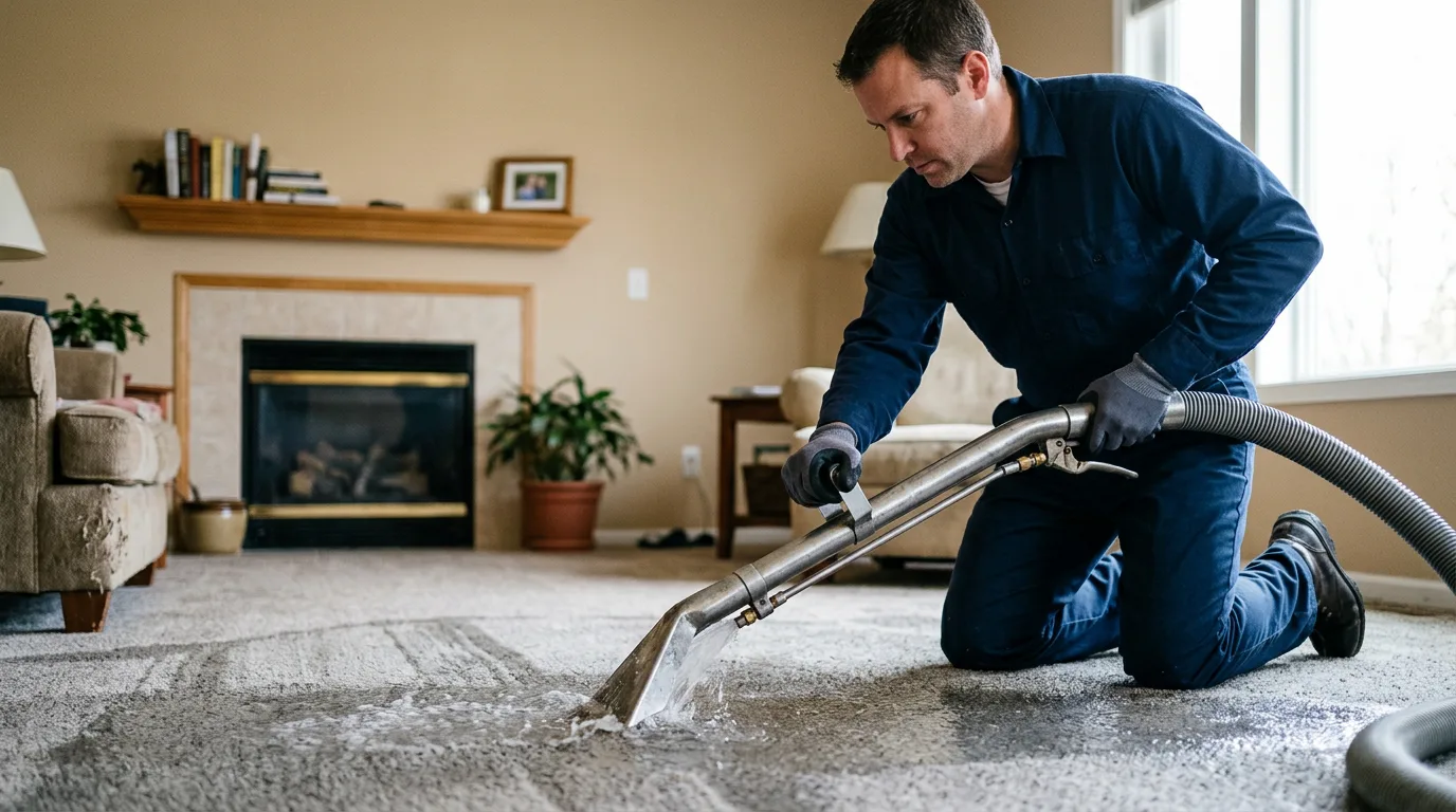 Water damage restoration technician working near Jasper, MO